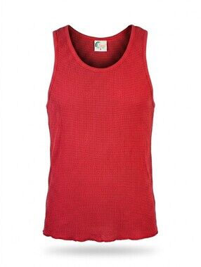 Islander Vintage 80s Mesh Knit Tank Top Womens Small Faded Red Open Weave VGC